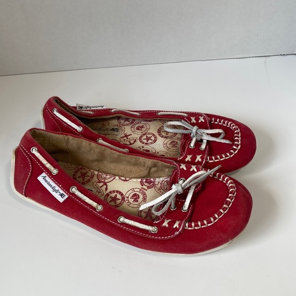 American eagle red and  white slip on flats size 6 women’s nautical - Picture 1 of 5